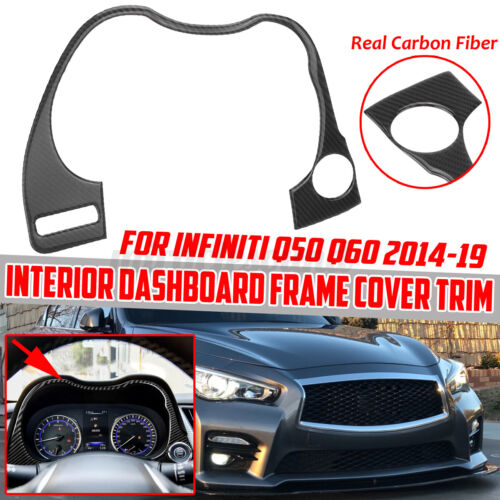 Carbon Fiber Interior Dashboard Frame Cover Trim For Infiniti Q50 2014-2019 
