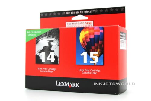 Lexmark 14 & 15 Ink Cartridge Combo GENUINE Sealed Box New 18C2090 18C2110 