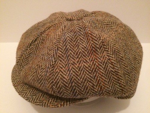 GREEN HERRINGBONE SCOTTISH HARRIS TWEED NEWSBOY GATSBY PEAKY BLINDERS CAP