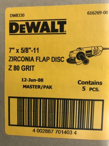 DeWalt DW8330 7" x 5/8" 10 Pack 11 Zirconia Z80 Grit Flap Discs 