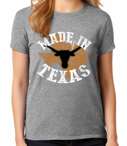 2139C Made in Texas Ladies T-shirt Texas map and Bull Women's Tee 