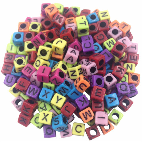 100pcs Acrylic Mixed Alphabet Letter Coin Round Flat Spacer Beads DIY 4x7mm 