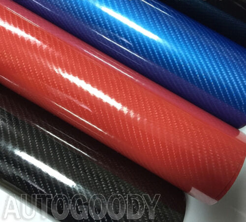 60" x 60" Premium 5D HIGH GLOSS Red Carbon Fiber Vinyl Bubble Free Air Release 