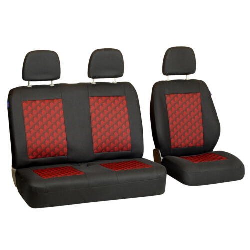Schwarz-rote Sitzbezüge für FIAT DUCATO Autositzbezug SET 1+2