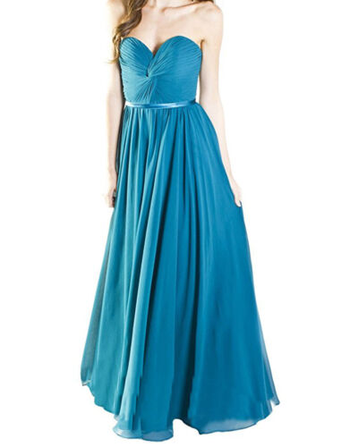 New Long Chiffon Strapless Party Formal Gowns Evening Prom Dresses US Size 2-22