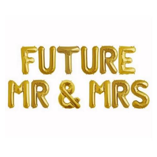 16 Inch Gold /'FUTURE MR /& MRS/' Foil Balloon Banner Wedding Bridal Shower Hen