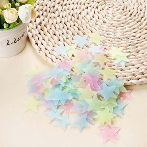 100Pcs Stars Stickers Wall Decal Glow In The Dark Star Kids Baby Bedroom Decals