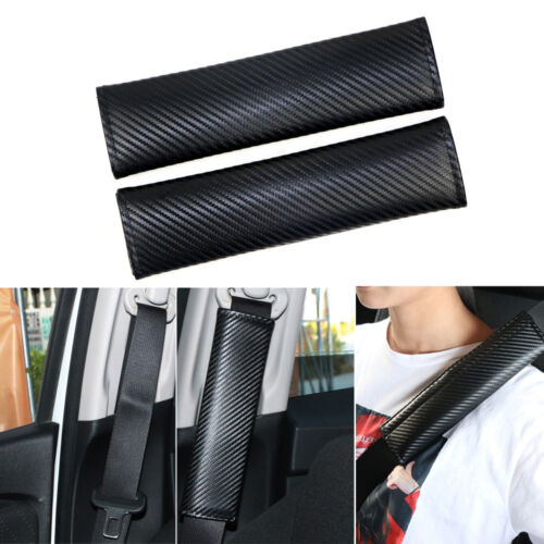 2PCS Universal Carbon Fiber Car Safety Seat Belt Cover Shoulder Pads Cushion Kit