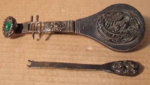 Details about  / Collection Exquisite  Chinese style brass carved lute the Phoenix lock and key