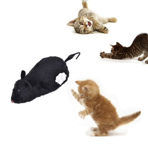 Unique Wind Up Funny Running Mouse Rat Move Tail Cat Kitten Prank Toy Joking YN 