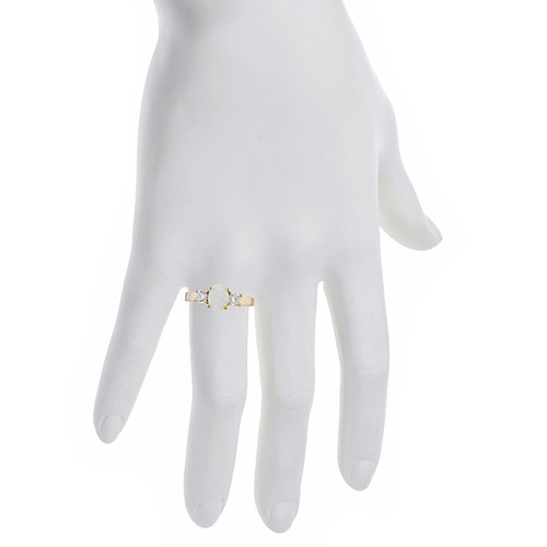 Opal /& Zirconia Oval Ring 14Kt Yellow Gold Rose Gold Silver