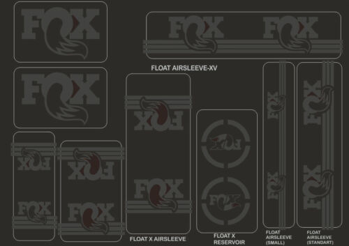 FOX Racing Shox Factory Style Decal Kit Sticker Adhesive Set Stealth Black
