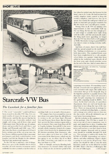 1979 Starcraft VW Bus Volkswagen Classic Article D44