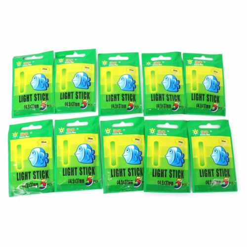 Float Glow Stick Night Fishing Green Fluorescent Light 4.5*37 mm 10bags 50X