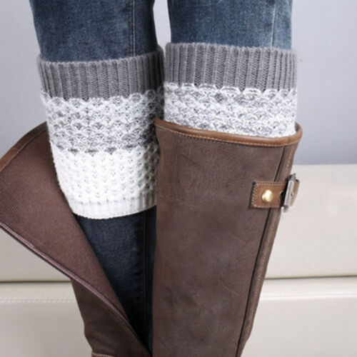 Women/'s Crochet Knitted Trim Toppers Cuffs Liner Leg Warmers Boot Socks Ornate