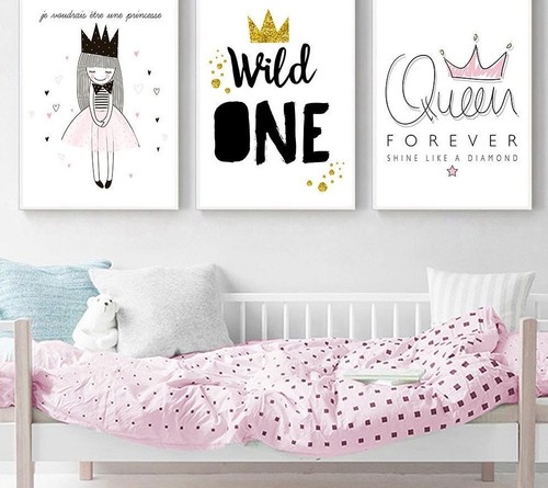 Posters And Prints Wall Art Canvas Watercolor Nordic Quote Girls Room Decoration
