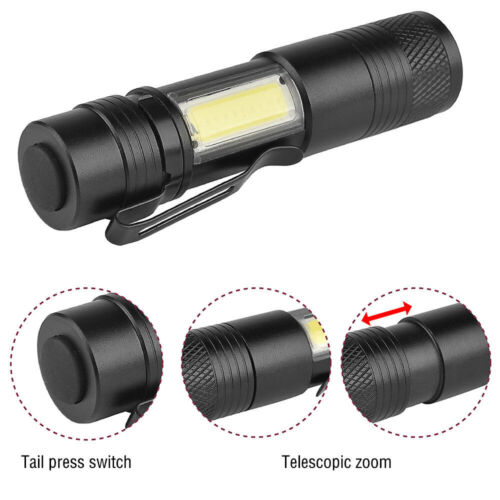 Mini Portable Flashlight 2000LM Q5 LED COB Torch Lamp Penlight 4 Modes
