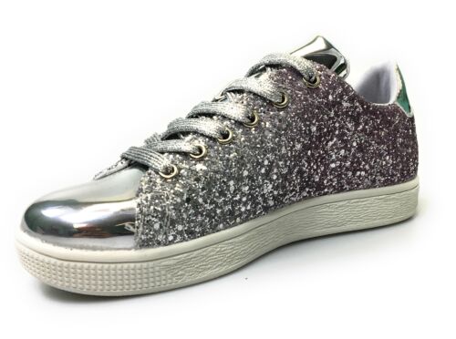 Womens Lace Up Glittered Upper Mesh Fabric Tongue Sneaker Forever Link Glitter 1 