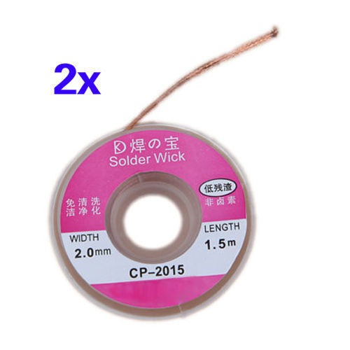 2PCS 2.0MM Solder Wick Remover Desoldering Braid Wire Sucker Cable Fluxed SS0516