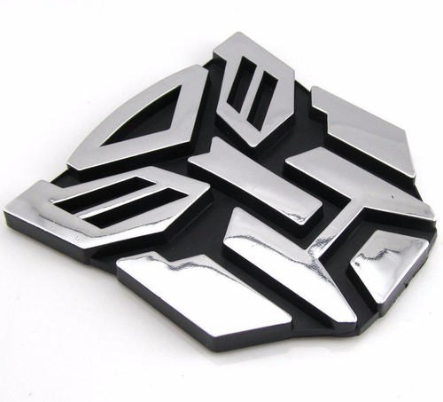 TRANSFORMERS AUTO BADGE Autobot 3D CROMATO EMBLEMA Adesivo Decalcomania Logo UK Venditore