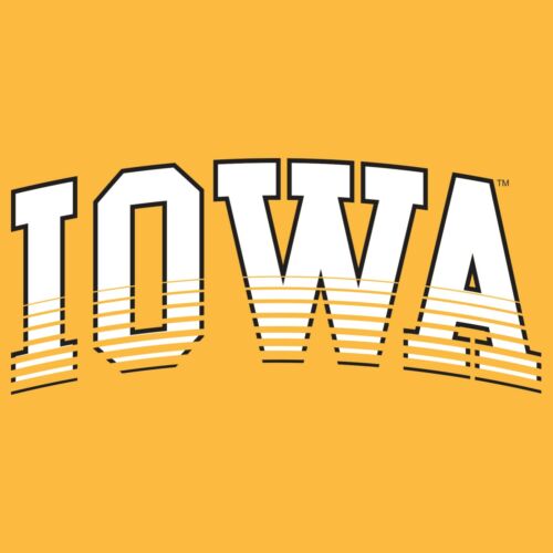 Iowa Hawkeyes Arch Fade College University T-Shirt Gold