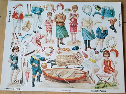 1 alten Bogen Ausschneide Ankleidepuppen x97