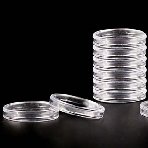 10pcs 27mm Applied Clear Round Cases Coin Storage Capsules Holder Plastic YT