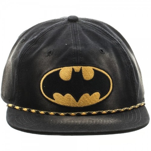 DC COMICS BATMAN LOGO WASHED UNSTRUCTURED 6 PANEL SNAPBACK HAT CAP ADJUSTABLE