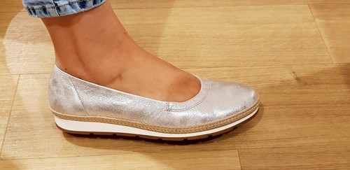 Nuevo señora gabor bailarinas zapatillas 82.400.61 plata yute sale