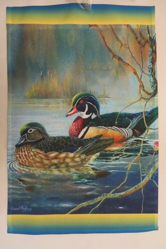 Misty Morning Water banks Details about / Wood Duck decorative Garden flag Carolina Duck
