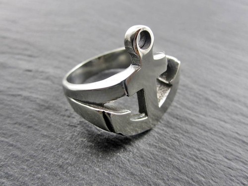 XL Edelstahl Ring Anker Marine ANCHOR Hamburg Waterkant Biker Seemann Maritim