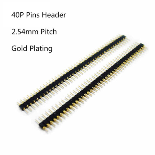 2.54mm Pitch 40P Pins Header Male PCB Single Row Connector Round Gold Plating