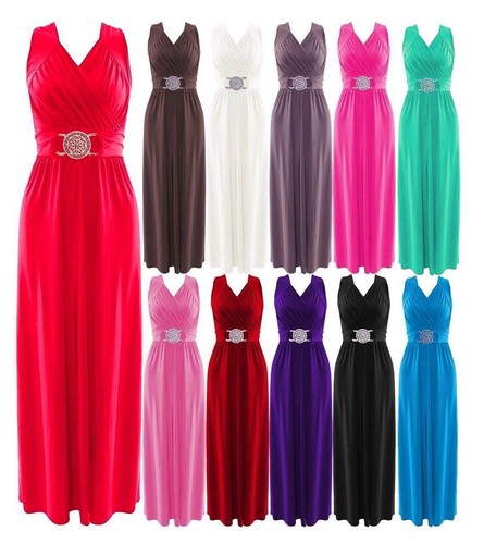 New Women Ladies Bridesmaid Evening Prom Short Buckle Maxi Dress Uk Size 8-26