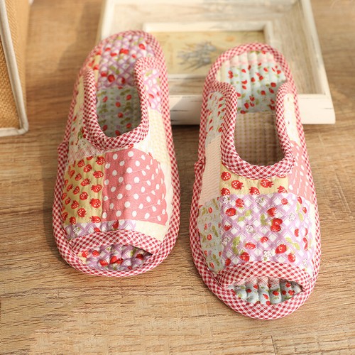 Details about / Floral Floor Non-slip Shoes Women Unisex Home Indoor Slippers Printed Cotton