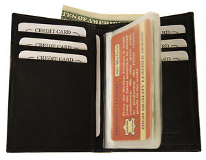 Slim Front Pocket Leather Credit Card Holder & Plastic Insert Bifold Wallet Safe | eBay