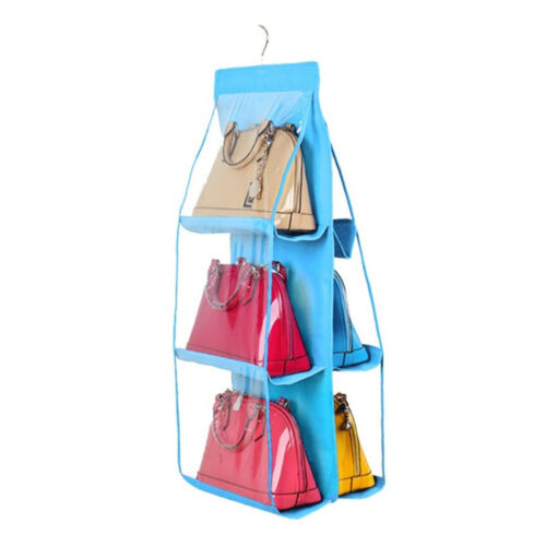 6 Pocket Clear Hanging Purse Handbag Tote Bag Storage Tidy Organizer Closet Rack 