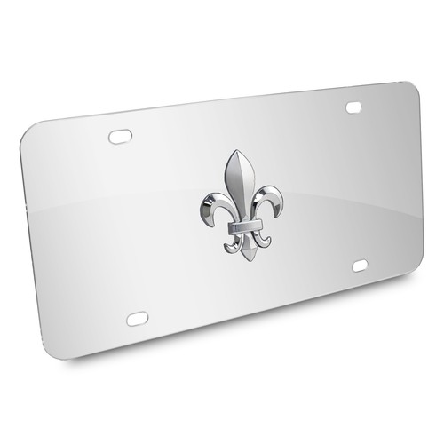 Fleur-De-Lis FDL 3D Logo Chrome Stainless Steel License Plate