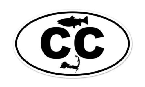 Cape Cod Striper Map Oval car bumper sticker decal 5/" x 3/"