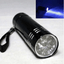 UV Ultra Violet 9 LED Flashlight Mini Blacklight Tactical Torch Light Lamp Black