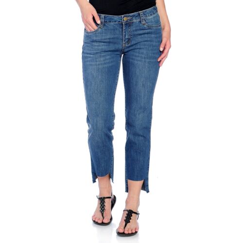 NEW mod X Stretch Denim Frayed Cut Out Hem Cropped Jeans 