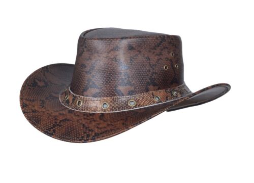Genuine Real Leather Western Australian Outback Cowboy Bush Hat Chin Strap S-XL