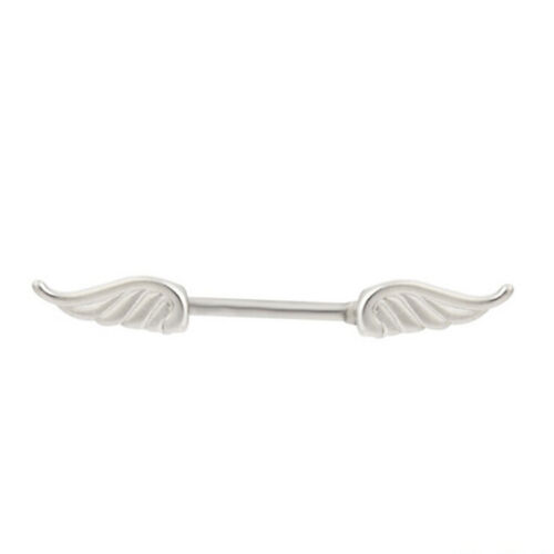1 Pair Angel Wings Feather Body Nipple Bar Barbell Piercing  Ring 14G Jewelry XD