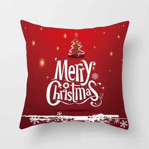 Red Merry Christmas Pillow Cases Cotton Sofa Cushion Cover Home Decor Bless Gift