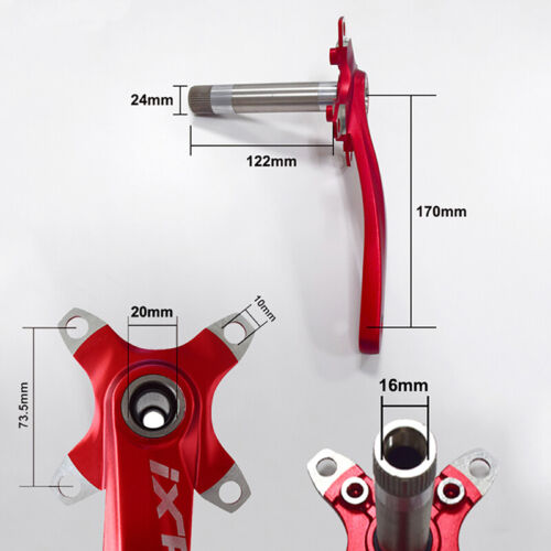 IXF MTB Bike Crank set 170mm Black//Red /& BB Bottom Bracket 104bcd Single Speed