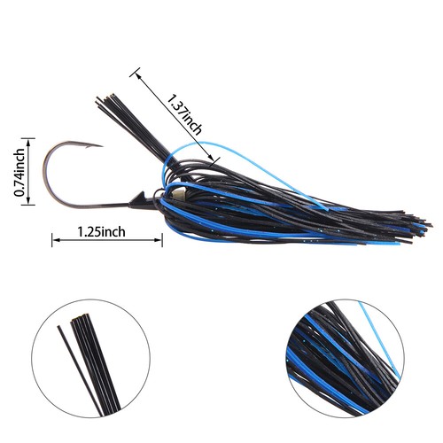 Silicon Bass Artficial Football Flipping Jig Rubber Skirt Fishing Bait Lure Hook