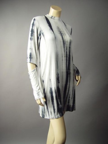 Moody Tie-Dye Dark Boho Elbow Cutout Mock High Neck Pagan 183 mv Dress S M L
