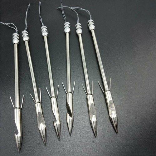 1Pcs Stainless steel Archery Hunting Silver Bow Fishing Slingshot Arrow Hea V5Q1