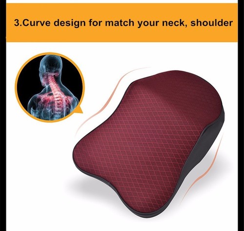Red Car Seat Pad Memory Foam Travel Pillow Head Neck Rest Support Cushion New