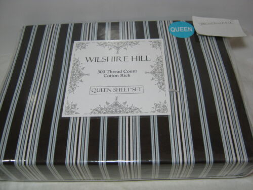 American Homes & Textile Wilshire Hill Queen Sheet Set Chocolate White Stripe 
