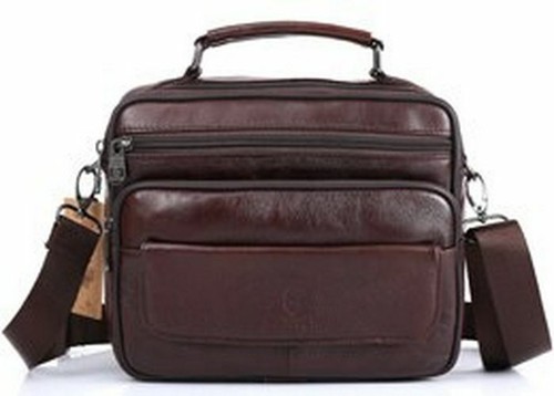Men/'s Cowhide Leather Bag Male Zipper Closure Shoulder Crossbody Fashion Bags